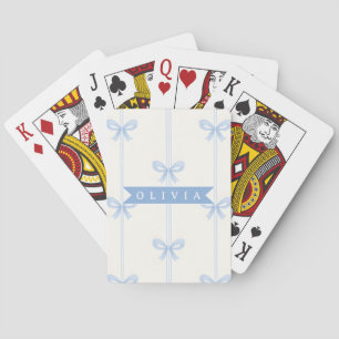 Personalized Blue Bow Coquette Name Aesthetic Playing Cards