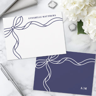Personalized Blue Bow Monogram Card