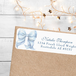 Personalized Blue Bow Return Mailing Address