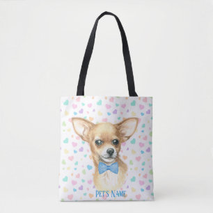 Personalized Blue Bowtie Chihuahua    Tote Bag