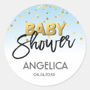 Personalized Blue BOY Gold Baby Shower Labels