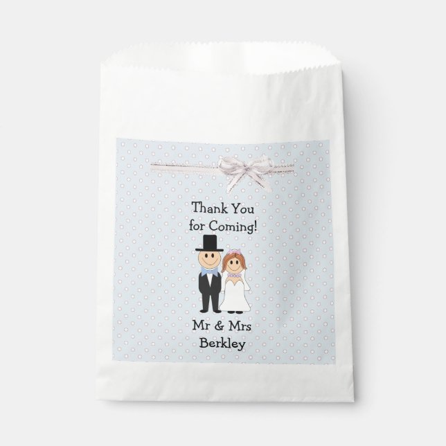 Personalized Blue Bride & Groom Candy Bags (Front)