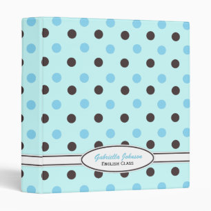 Personalized Blue & Brown Polka Dot Binder