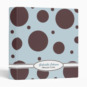 Personalized Blue & Brown Polka Dot Binder