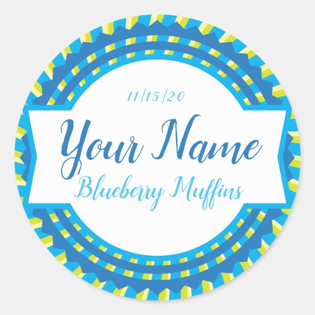 Personalized Blue Burst Bakery Label (Front)