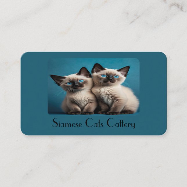 Personalized Blue Business Card For Cattery  (Front)