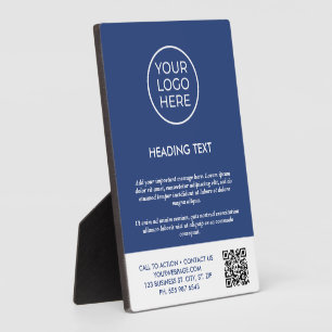 Personalized Blue Business Logo Tabletop Sign  Plaque