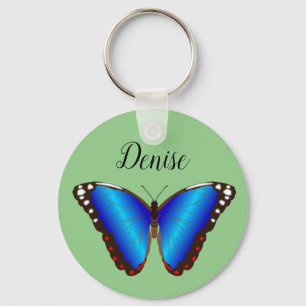 Personalized Blue Butterfly  Keychain