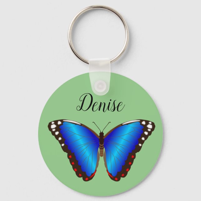 Personalized Blue Butterfly  Keychain (Front)