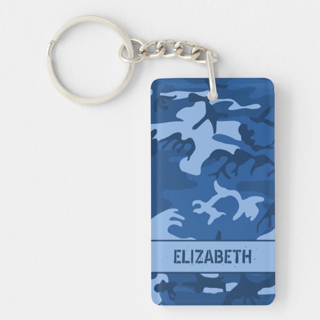 Personalized Blue Camo Keychain (Front)