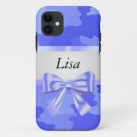Personalized Blue Camouflage Blue Bow