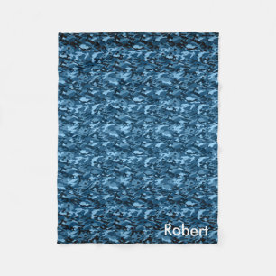Personalized Blue Camouflage Camo Pattern Fleece Blanket