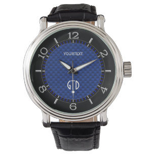 Personalized Blue Carbon Like Print Background Watch