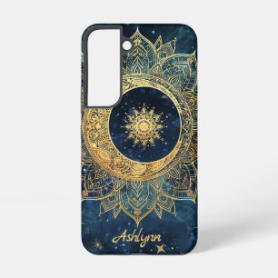Personalized Blue Celestial Gold Sun Moon Mandala Samsung Galaxy Case