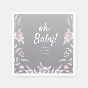 Personalized blue Chinoiserie floral baby shower Napkin