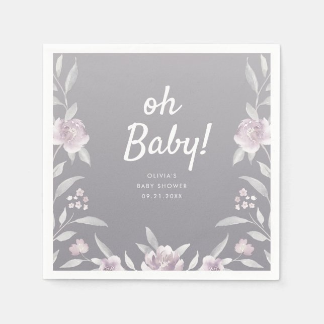 Personalized blue Chinoiserie floral baby shower Napkin (Front)