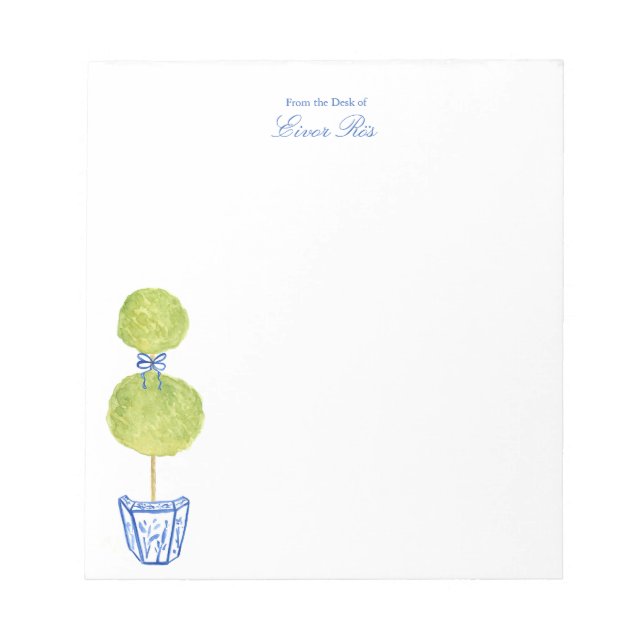 Personalized Blue Chinoiserie Tree Notepad  (Front)