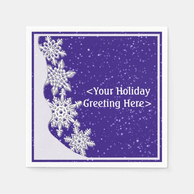 Personalized Blue Christmas Snowflake Napkins (Front)