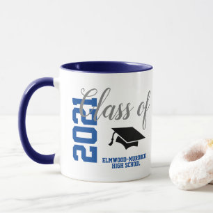Personalized Blue Class of 2021 Gifts School Mug