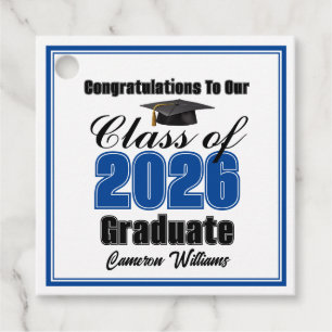 Personalized Blue Class of 2026 Graduation Party Favour Tags