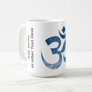 Personalized Blue Clouds Om Symbol 15oz Coffee Mug
