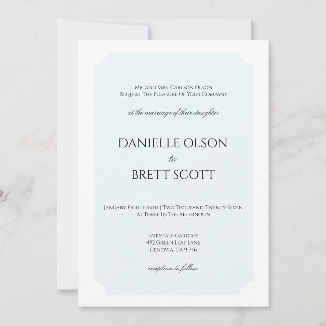 Personalized Blue Coastal Wedding Invitation  (Front)