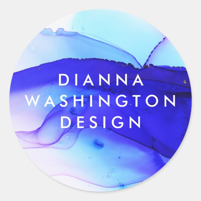Personalized Blue Colour Blot Classic Round Sticker (Front)