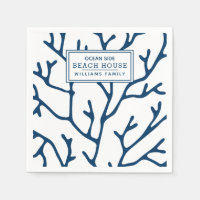 Personalized Blue Coral Pattern - Beach House