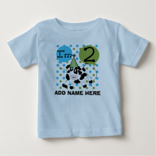 Personalized Blue Cow 2nd Birthday Tshirt