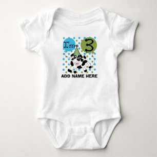 Personalized Blue Cow 3rd Birthday Tshirt