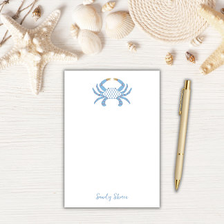 Personalized Blue Crab Notes | Coastal Beach House