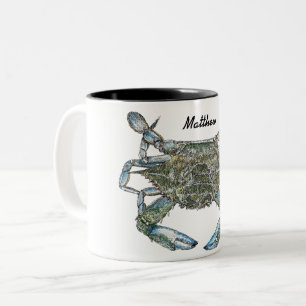 Personalized Blue Crab Two-Tone Coffee Mug