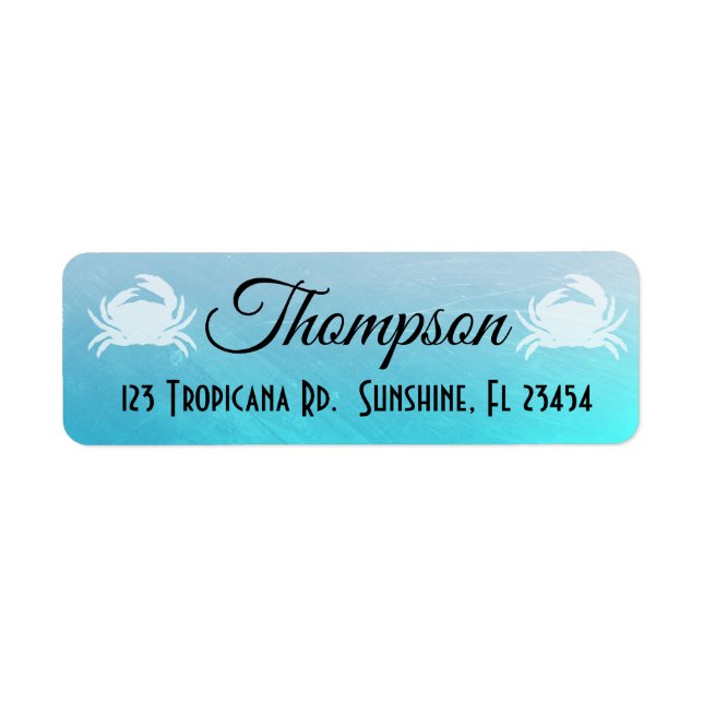 Personalized Blue Crabs Return Address Labels (Front)