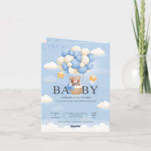Personalized Blue & Cream Elephant Baby Shower  Invitation