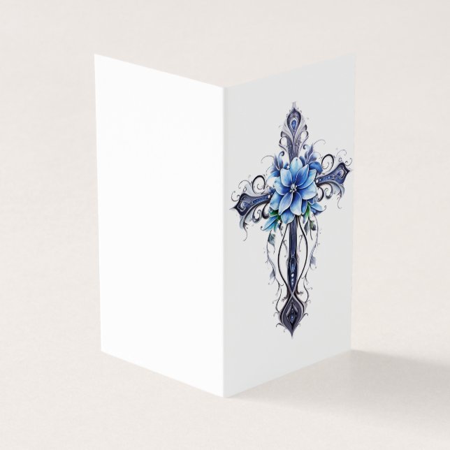 Personalized Blue Cross Flower Card (Outside)