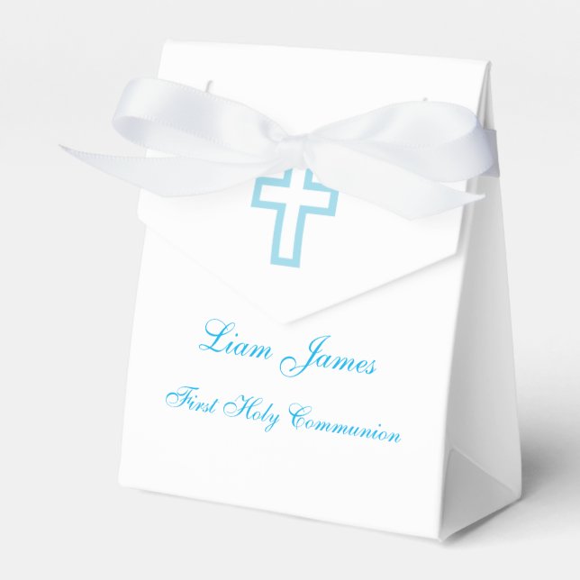 Personalized Blue Cross Tent Favour Boxes (Front Side)