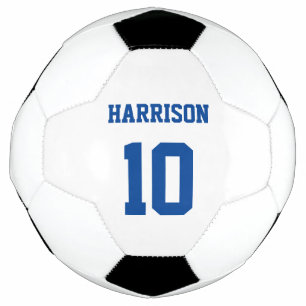 Personalized blue custom name number sports team soccer ball