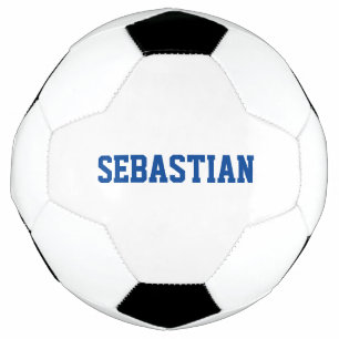 Personalized blue custom name sports team number soccer ball