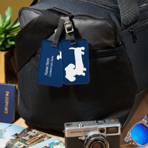 Personalized Blue Dachshund-Themed Luggage Tag