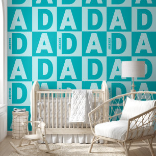 Personalized Blue Dad Name Pattern Wallpaper