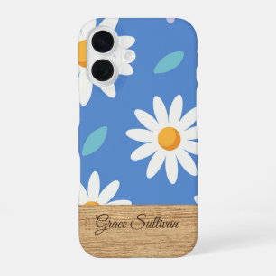 Personalized Blue Daisy Floral iPhone Case