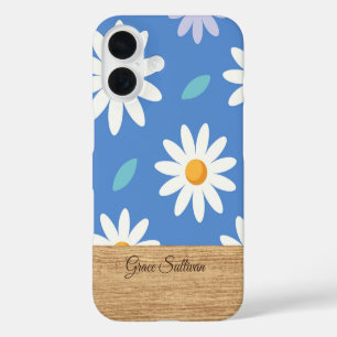 Personalized Blue Daisy Floral iPhone Case