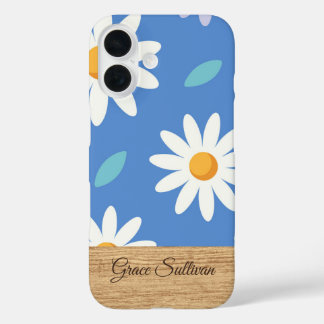 Personalized Blue Daisy Floral iPhone Case