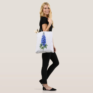Personalized Blue Delphinium Floral Tote Bag | Wat