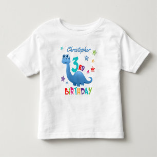 Personalized Blue Dinosaur 3rd Birthday Toddler T-shirt
