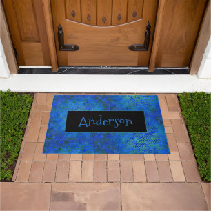 Personalized Blue Dinosaur Hide Doormat