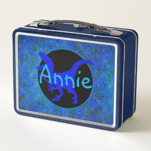 Personalized Blue Dinosaur Hide  Metal Lunch Box