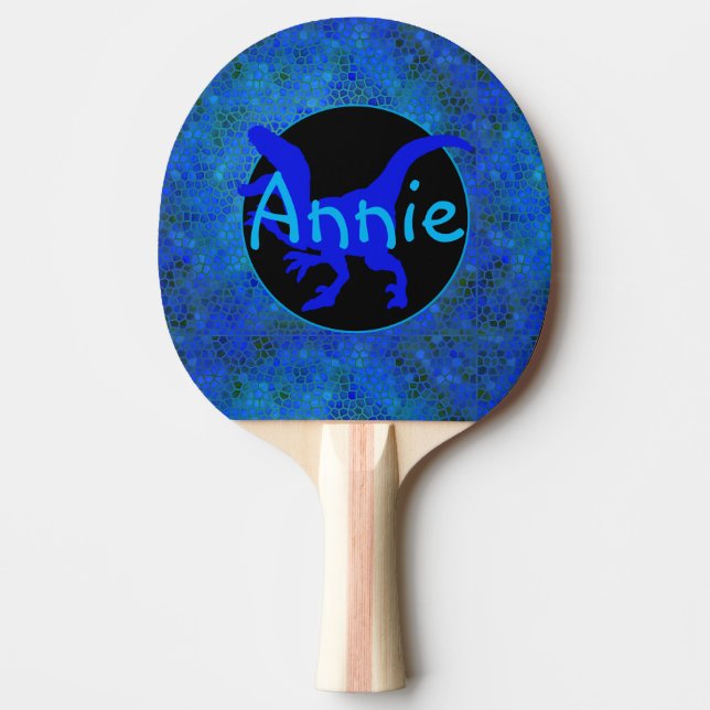 Personalized Blue Dinosaur Hide  Ping Pong Paddle (Front)