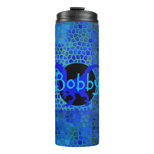 Personalized Blue  Dinosaur Hide Thermal Tumbler (Front)