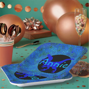 Personalized Blue Dinosaur Paper Plate